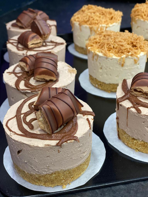 Sweet cakes with candy toppings, available at the Candy Cream dessert shop in 
Bathgate