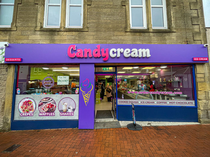 Exterior of Candy Cream dessert shop in Bathgate, West Lothian