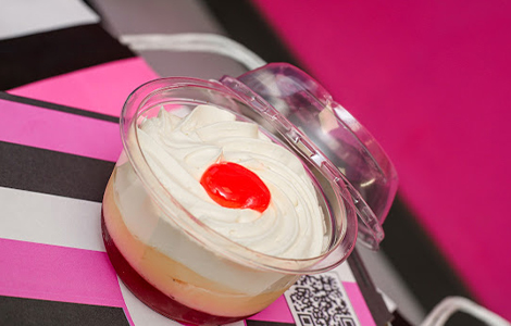 Creamy soft-serve ice cream served in a plastic tube from Candy Cream dessert 
shop in Bathgate 